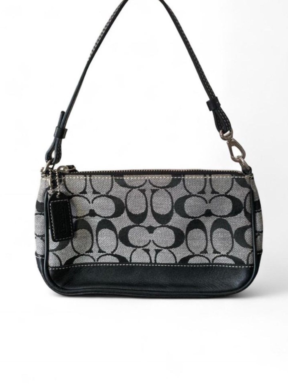 Coach Signature Demi Baguette Bag #6094 - Black/Grey Monogram